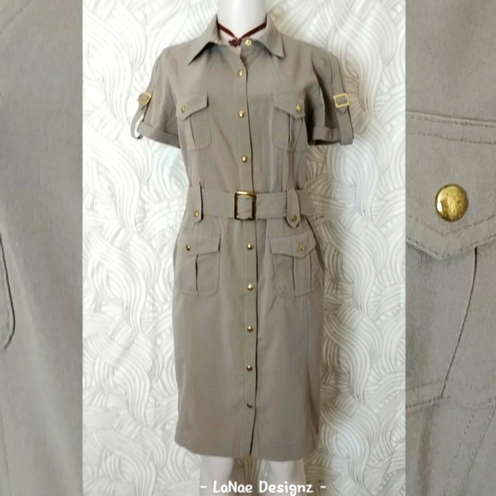 Tan Button-up Dress